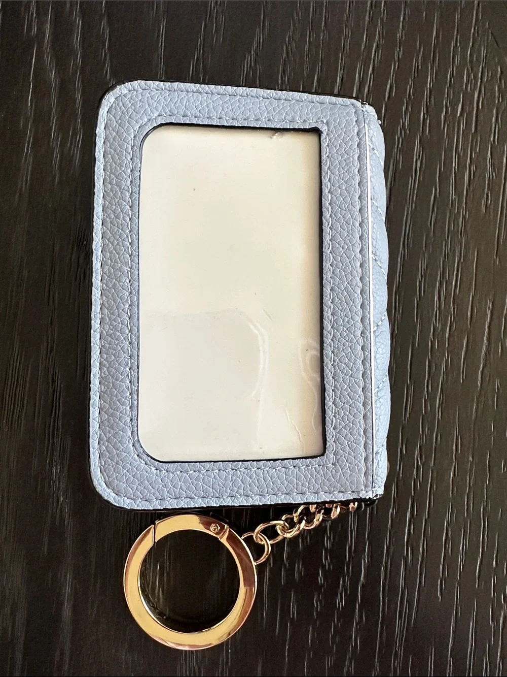 Victoria's Secret White Quilted Card Holder Keychain with Gold Hardware